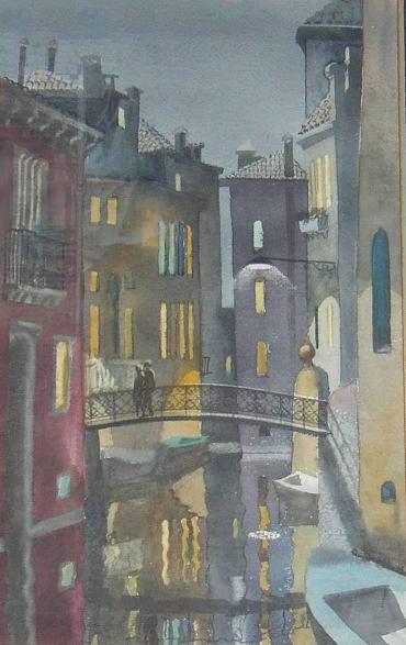 John Bryans: Venice Evening, Watercolor